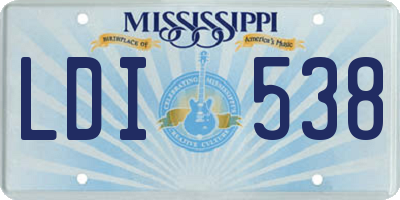 MS license plate LDI538