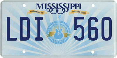 MS license plate LDI560