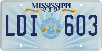 MS license plate LDI603