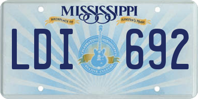 MS license plate LDI692