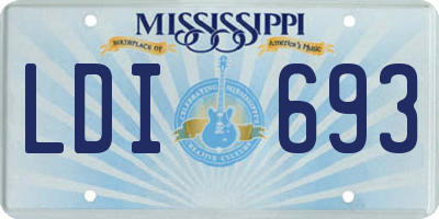 MS license plate LDI693