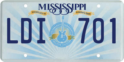 MS license plate LDI701