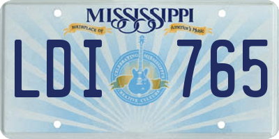 MS license plate LDI765