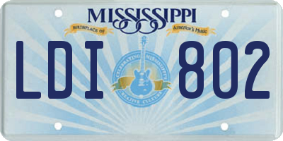 MS license plate LDI802
