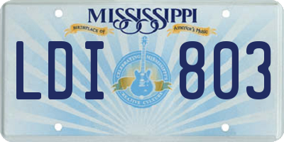MS license plate LDI803