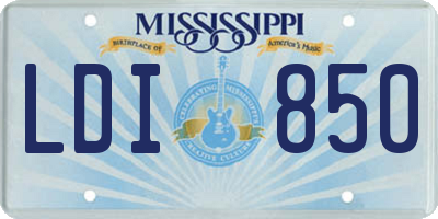 MS license plate LDI850