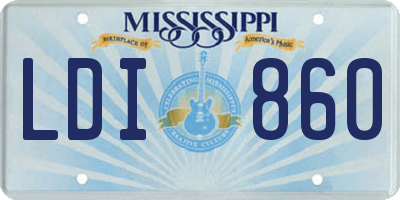 MS license plate LDI860