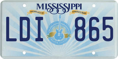 MS license plate LDI865