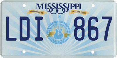 MS license plate LDI867