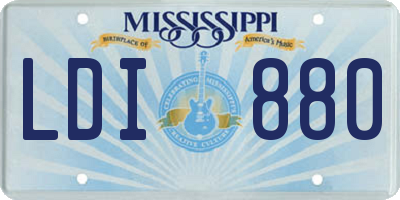 MS license plate LDI880