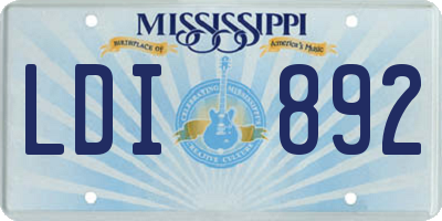 MS license plate LDI892