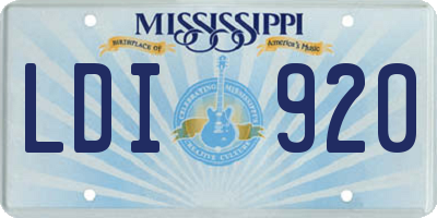 MS license plate LDI920