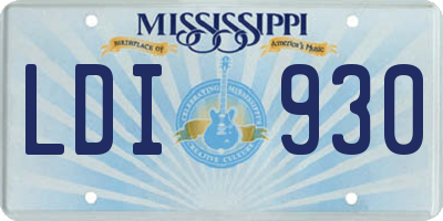 MS license plate LDI930