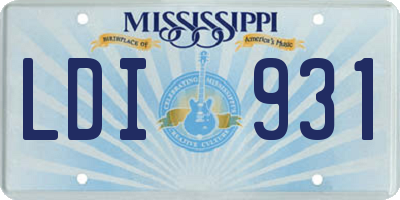 MS license plate LDI931