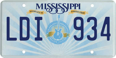 MS license plate LDI934