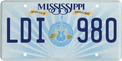 MS license plate LDI980