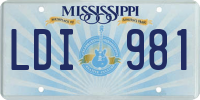 MS license plate LDI981