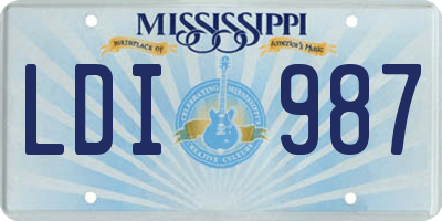 MS license plate LDI987
