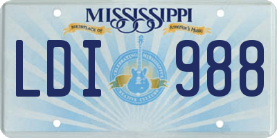 MS license plate LDI988