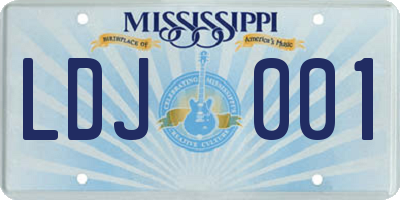 MS license plate LDJ001