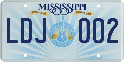 MS license plate LDJ002