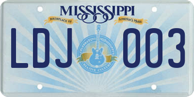MS license plate LDJ003