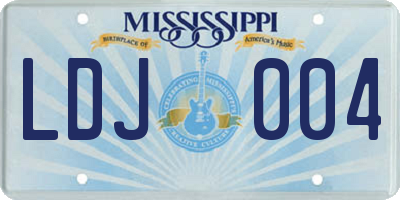 MS license plate LDJ004