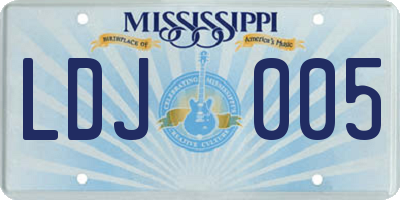 MS license plate LDJ005