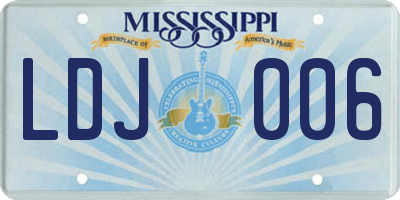 MS license plate LDJ006