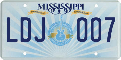MS license plate LDJ007