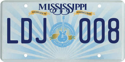 MS license plate LDJ008