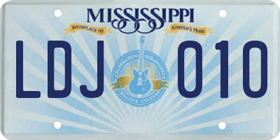 MS license plate LDJ010