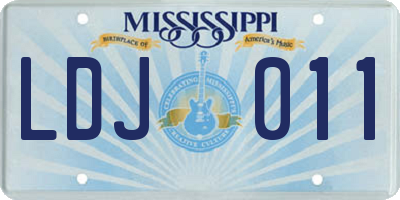 MS license plate LDJ011