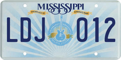 MS license plate LDJ012