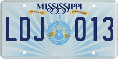 MS license plate LDJ013