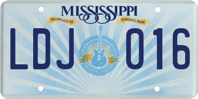 MS license plate LDJ016