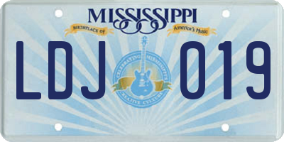 MS license plate LDJ019