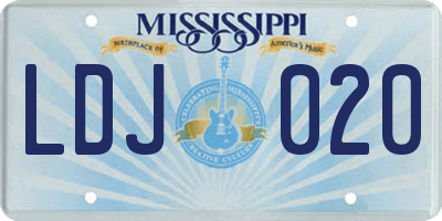 MS license plate LDJ020