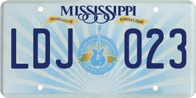 MS license plate LDJ023