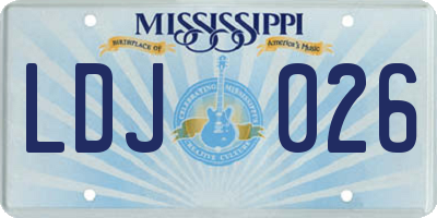 MS license plate LDJ026