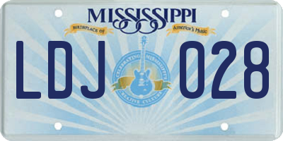 MS license plate LDJ028