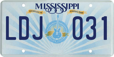 MS license plate LDJ031