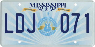 MS license plate LDJ071