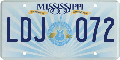 MS license plate LDJ072