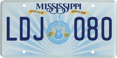 MS license plate LDJ080