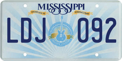 MS license plate LDJ092