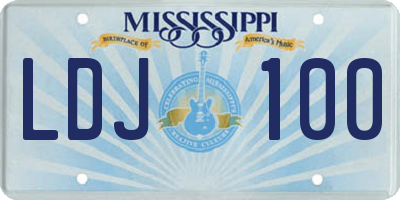 MS license plate LDJ100