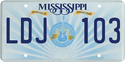 MS license plate LDJ103
