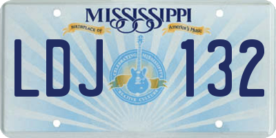 MS license plate LDJ132