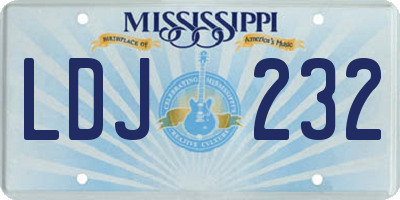MS license plate LDJ232